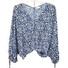 Umgee USA Blue Leopard Print V-Neck Cross Fro...