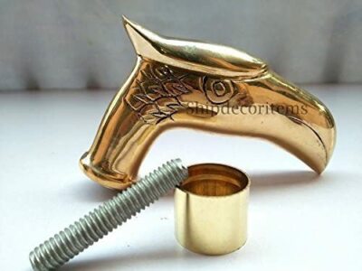 Manico Per Bastone Da Passeggio In Ottone - Testa Di Falco/Aquila Vintage Fatto A Mano