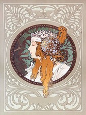 Poster girl A. Mucha Accent Tile Mural Kitchen Bathroom Backsplash Art Ceramic