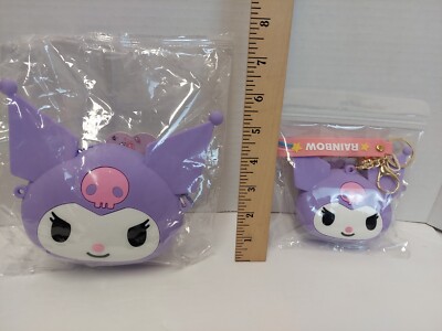 Lot of 2 Hello Kitty & Friends KUROMI 3D Silicone Kids Crossbody Bag &Keychain  