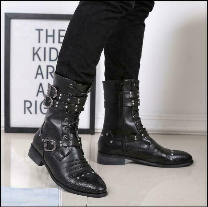 靴 00s - Gimmick Side Belt Long Boots PUNK 靴 00s - Gimmick Side Belt Long Boots PUNK Amazon.com