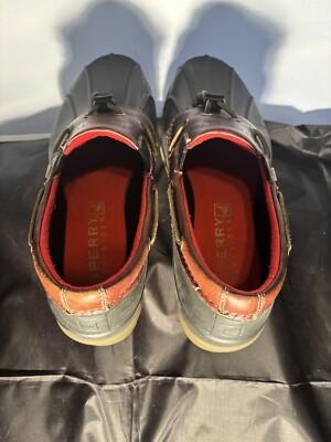 Sperry Waterproof Rubber Slip-On in Black and Amaretto 