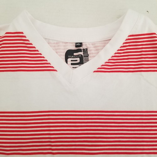 Southpole Top Womens Extra Large Red White Striped V-Neck T-Shirt - Picture 4 of 7