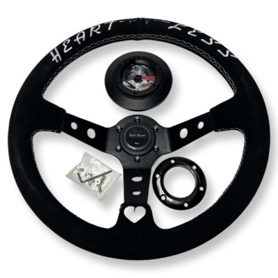 Suede Steering Wheel + Short Hub Adapter Kit For Acura Honda Accord K20 K24 K20A