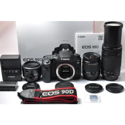 Gebrauchtes Canon EOS 90D Super Tele Triple Objektiv Set mit SD Karte (16GB) ...