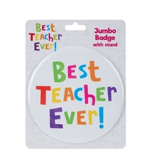 Best Teacher Jumbo Badge School End of Year Gift Novelty Fun Present White