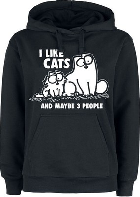 Simon's Cat Kapuzenpullover Damen I Like Cats And Maybe 3 People schwarz