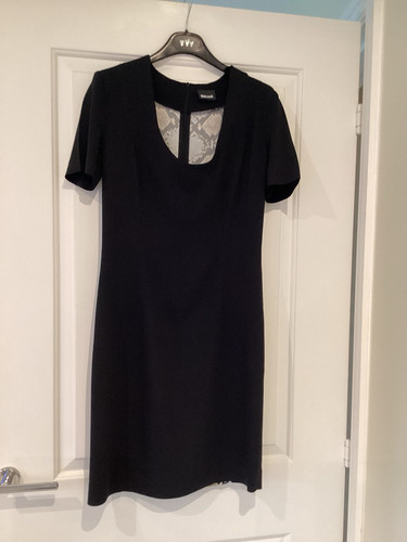 Roberto Cavalli JUST CAVALLI BLACK/ SNAKE PRINT DRESS SIZE 44 - UK 12 - Picture 1 of 8