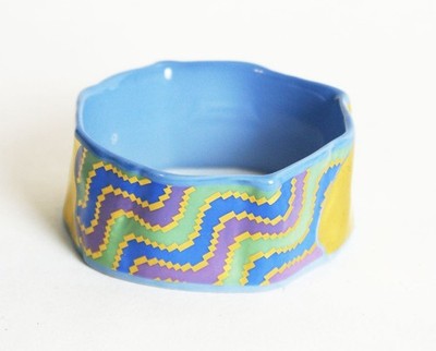 Rosenthal Armreif blau gold grün Meeresfarben signiert Johann van Loon Porzellan