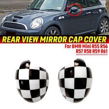 2x Spiegelkappen Gehäuse Schwarz Weiß Karo Für Mini R55 R56 R57 R58 R59 R60 R61