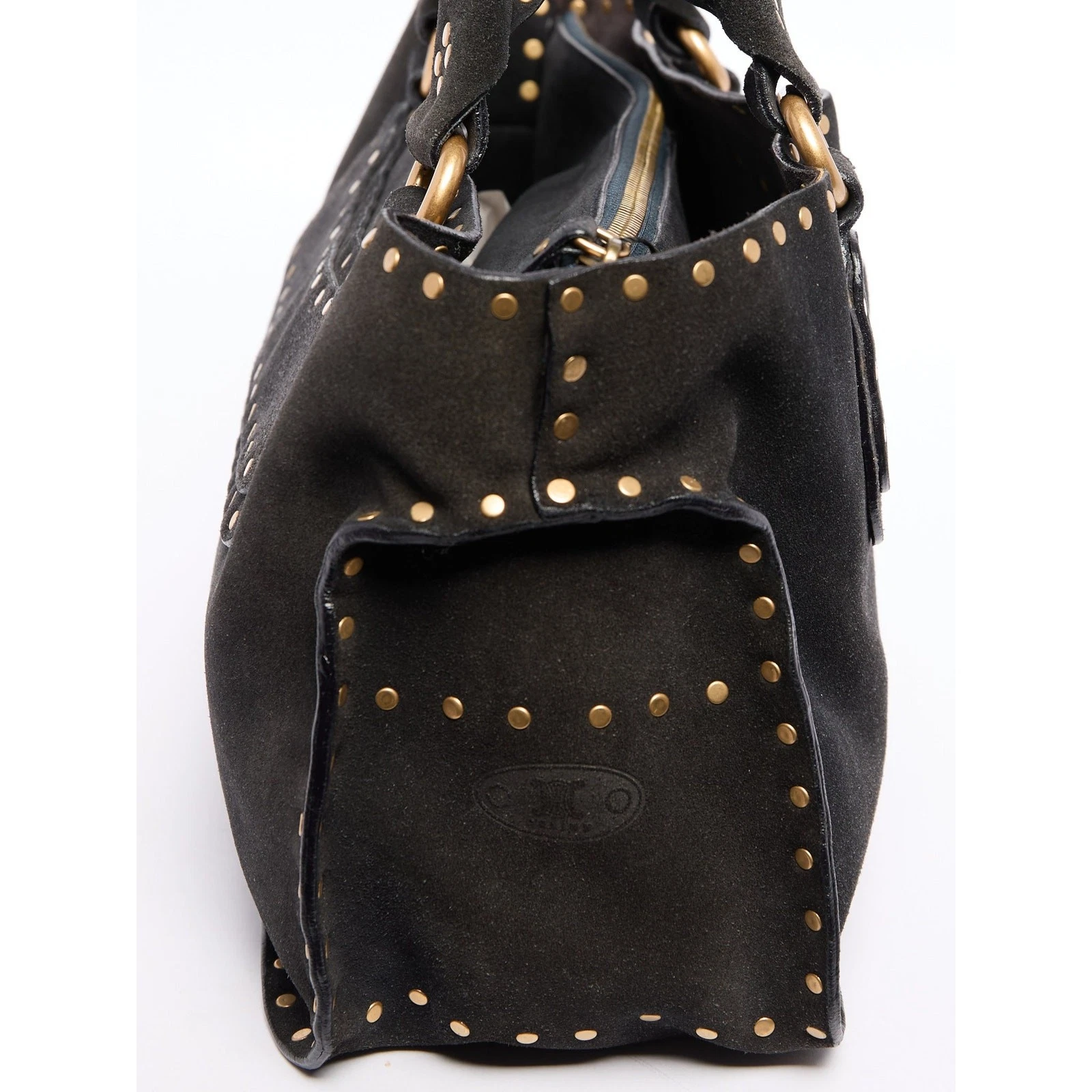 Borsa boogie Celine in camoscio nero con borchie