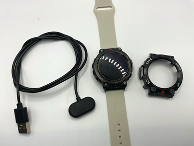 Amazfit T-Rex 2 47mm Water-Resistant Smartwatch Beige Silicone Band Black