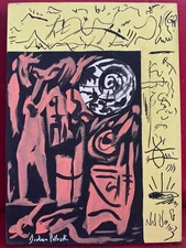 JACKSON POLLOCKoil painting on  canvas, vtg stamped signed