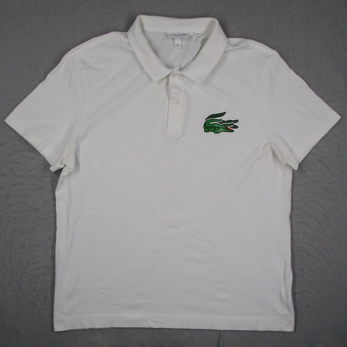 Lacoste Mens Regular Fit White Polo Shirt Big Croc Logo FA13751/26