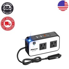 200W Car Power Inverter: DC 12V to AC 110V with 2 AC 4 USB Charging Ports