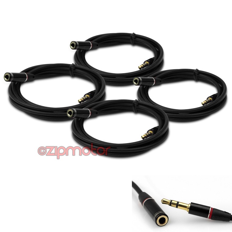 4X 4FT 3.5MM AUX MALE/FEMALE EXTENSION CABLE BLACK IPHONE 5 4S 3GS IPOD CLASSIC