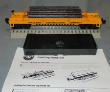 K-Line Trackside Const.  Oper. Log Dump Car w/Bin & 5 Logs O/027 ga. wks/ Lionel