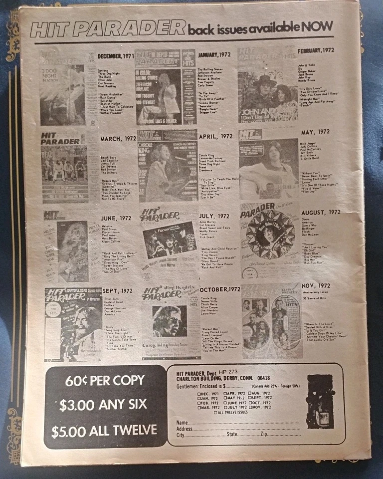 '73 Hit Parader Magazine Rare Htf Oop Posters Lyrics Ads Pictures Bowie Beatles  - Image 2 of 4