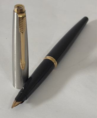Vintage Parker Fountain Pen - Black, Chrome Cap - Hooded Nib