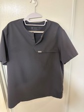 Figs Mens - Charcoal Craig - Henley Scrub Top