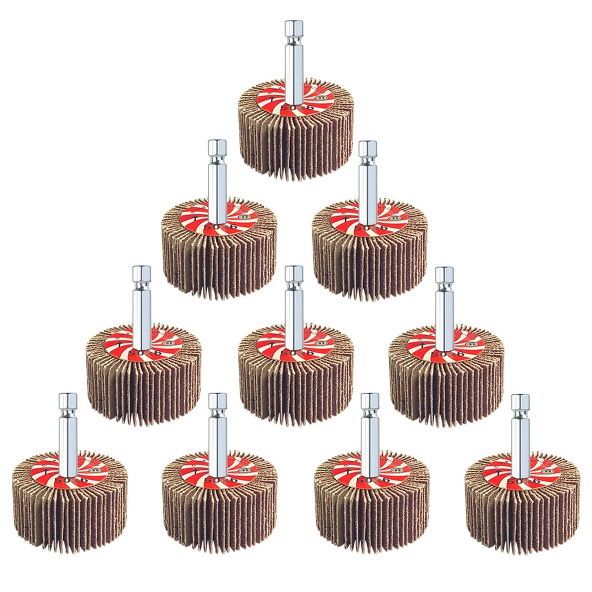AUPREX 10 Pcs Flap Wheel Sander Set with 1/4 Inch Hex Shank, 80