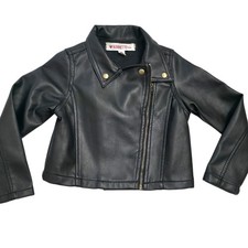 Girls Faux Leather Moto Jacket Size 5 Black Y2K Style Nanette Kids