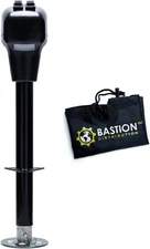Bastion Distribution Electric Power Tongue Jack with Cover | Black & Metallic 