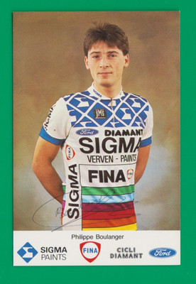 CYCLING cycling card PHILIPPE BOULANGER team SIGMA FINA DIAMOND 1988 Signed