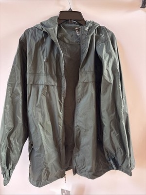 Geek Lighting Men's Hooded Rain Jacket, Hunter Green, Large