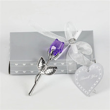Valentines Day Gift Crystal Glass Rose Artificial Flower Silver Gold Rod Rose Fl