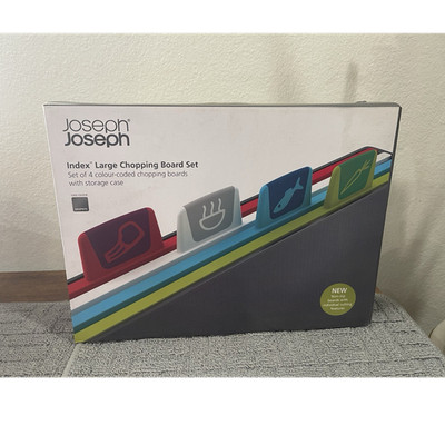 Joseph Joseph Index Large Cutting Board Set 4 Color-Coded Non-Slip Plastic