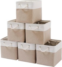 11 x 11 Inch Cube Storage Bins 6 Pack Large Collapsible Fabric Storage Bin W/