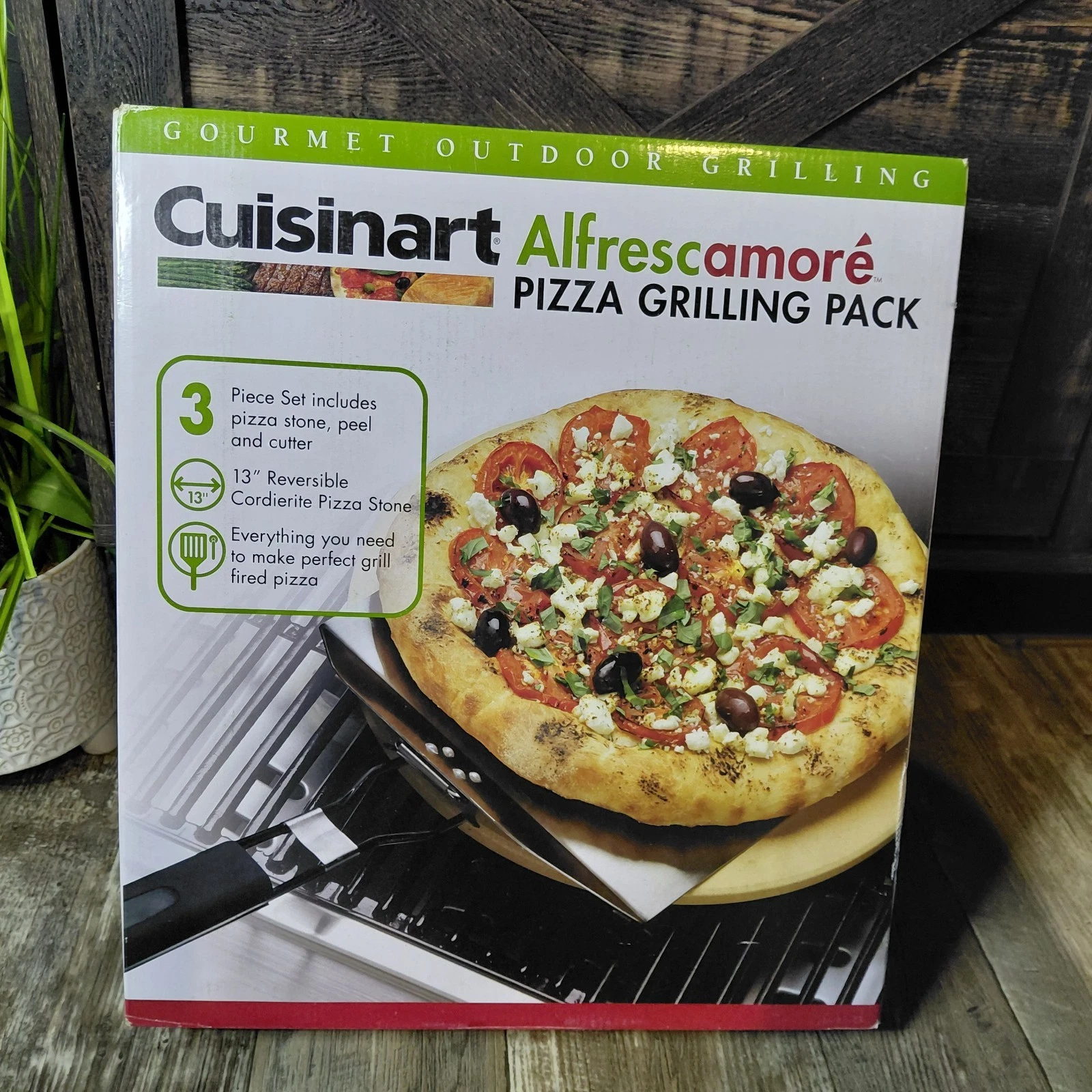 Cuisinart Alfrescamore Pizza Grilling Pack 13" Cordierite Stone Peel Cutter Set
Opens in a new windo