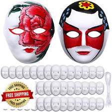 Aoriher 50 Pieces DIY Full Face Masks White Craft Plain Paper Mache Mask Blank P