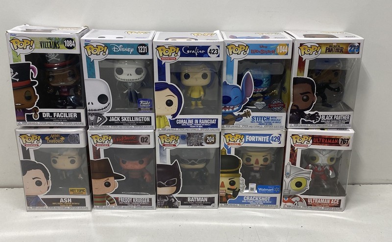 Funko Pop Mixed Franchise Figure Lot 10 Pieces Disney Marvel Horror DC Exclusive