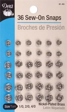 Dritz 81 Nickel Sew-On Snaps-Size 1/0, 2/0 & 4/0 36/Pkg