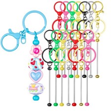 RQAYE 15Pcs Beadable Keychains Bulk Kit Cute 15, Multicolor