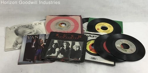 45 RPM Vinyl Records 17pc Lot Rolling Stones Doors Beatles Van Halen & More -F/P