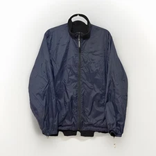 Woolrich John Rich & Bros Navy Reversible Rain Wind Jacket Men M Nylon Fleece