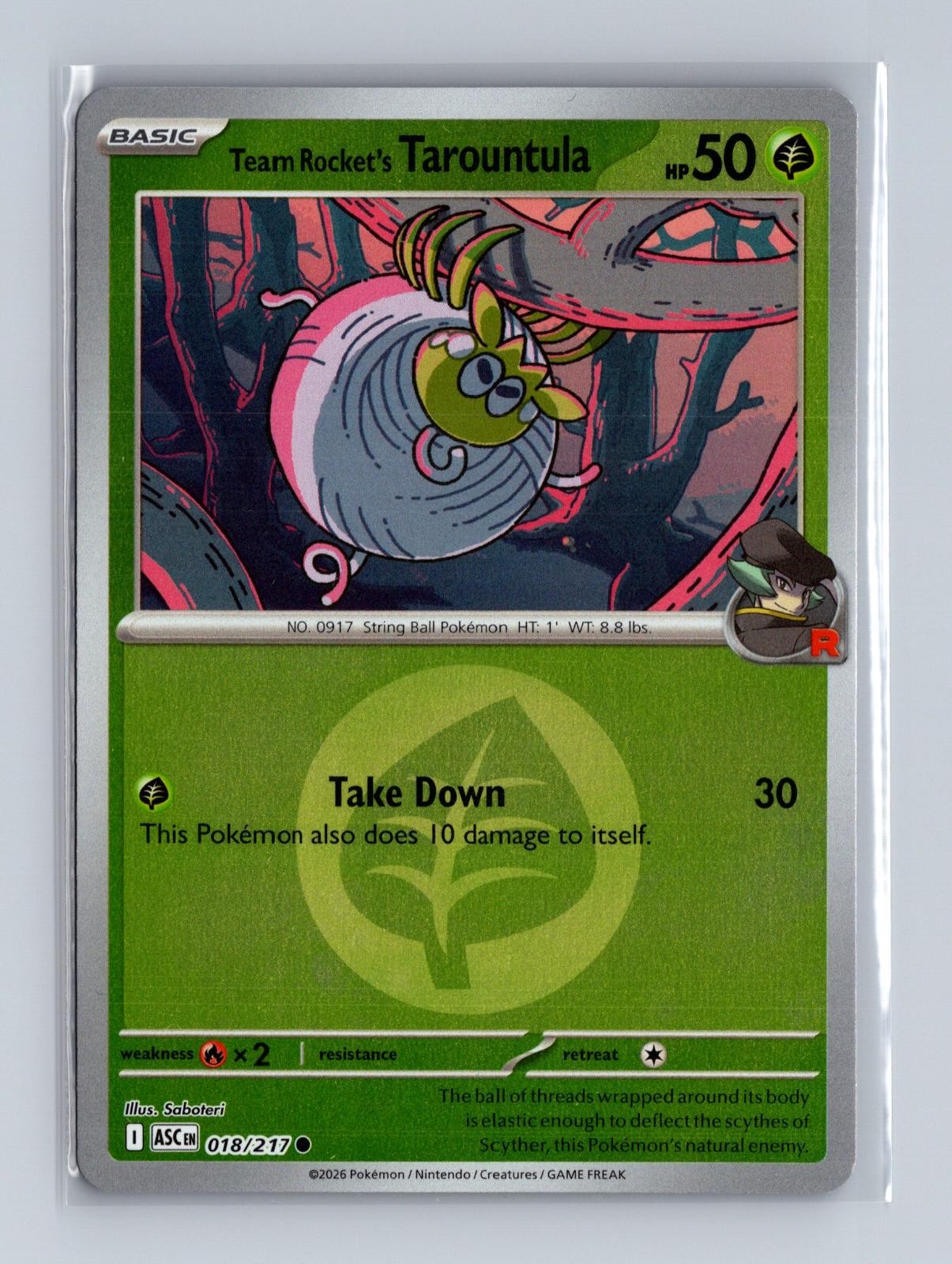 Team Rocket's Tarountula Energy 18/217 Ascended Heroes Pokemon Reverse Holo NM/M
