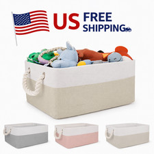 Folding Linen Fabric Storage Basket Sundries Organizer Underwear Toys