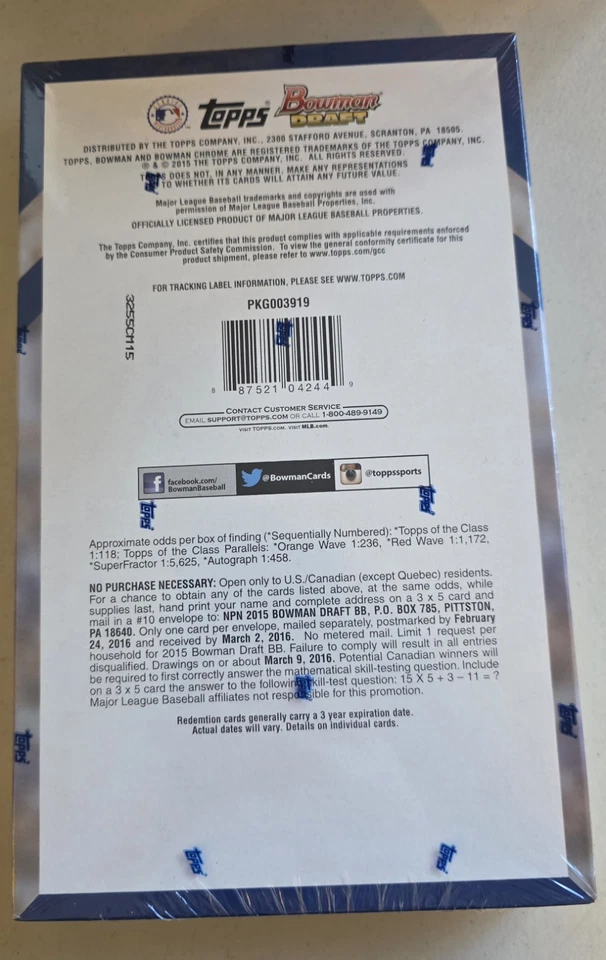 🔥🔥2015 Bowman Draft Baseball Hobby Box   (Factory Sealed)🔥🔥 - Image 2 of 2