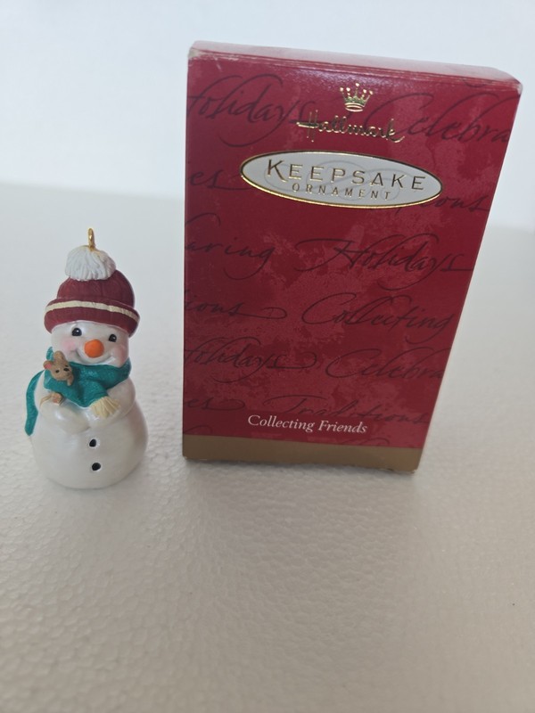Vtg 1999 Hallmark Keepsake Collectors Club Snowman & Mouse Collecting Friends 