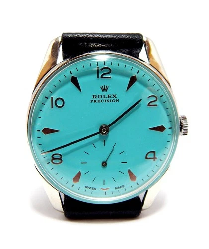 Vintage Big Rolex Precision beautiful Blue 34 mm. Manual wind Rare running