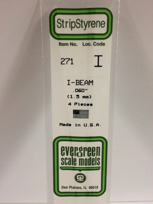 Evergreen 271 Plasticcart I-Beam 1,5x1,2x350mm (4) Polystyrene I-Profil
