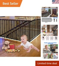 Indoor/Outdoor 10ft Mesh Baby Gate - Black Guard for Kids Pets, Easy Install