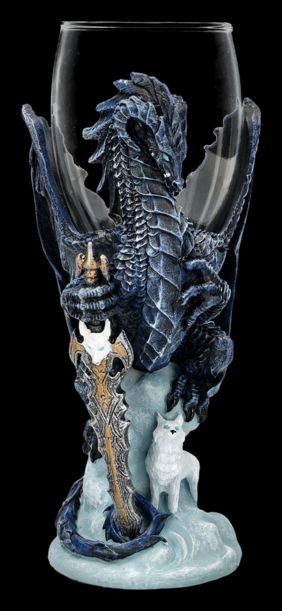 Dragon Chalice – Alphablade Wolf Fantasy Figure Gothic Wine Goblet - 150 ML