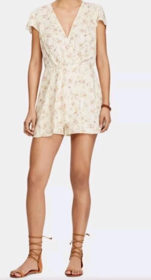 RALPH LAUREN Romper Sz L Romantic Ditsy Floral Faux Wrap Coastal Playsuit - Image 2 of 4