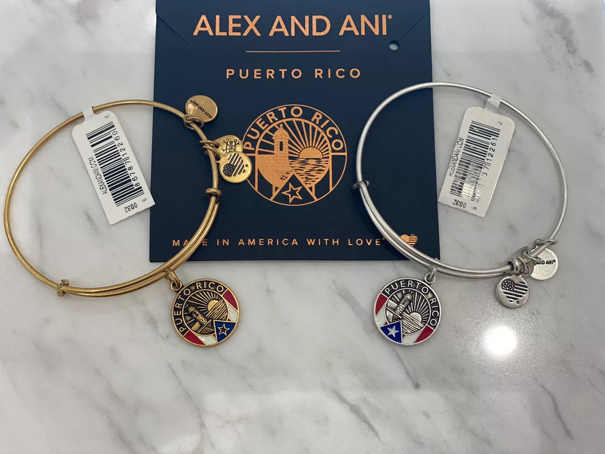 New Alex And Ani Puerto Rico Adjustable Bangle Bracelet