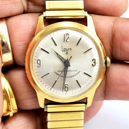 Vintage 50er Jahre LOUIS 21 Jewels Herrenuhr Shock Protected WR Gold RPG hält die Zeit - Bild 1 von 7